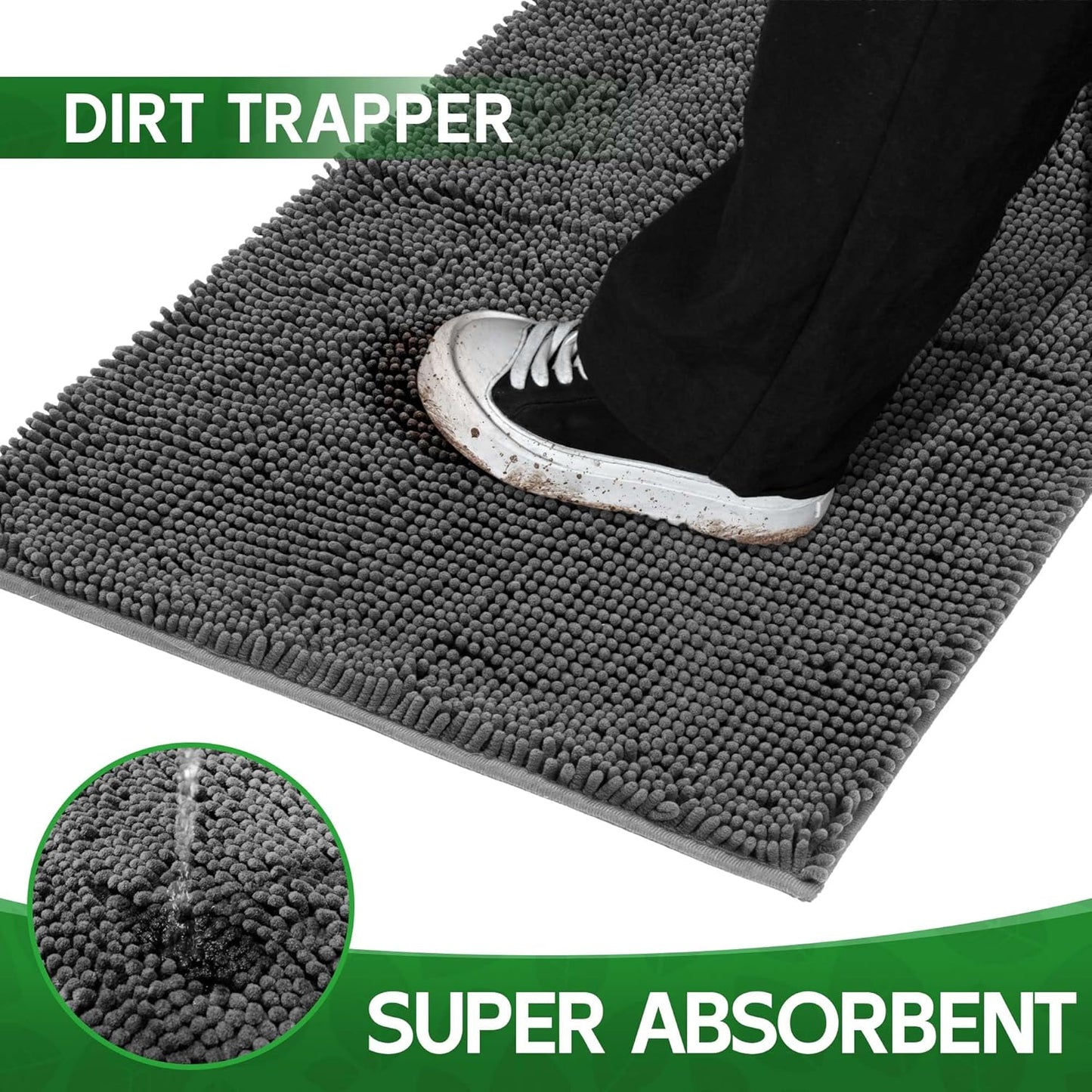 Dog Door Mat Indoor Entrance, 60" x 36" Absorbent & Quick-Drying Mud Rugs, Non-Slip Door Rugs for Entryway Indoor Washable, Soft Chenille Dog Mat for Muddy Paws