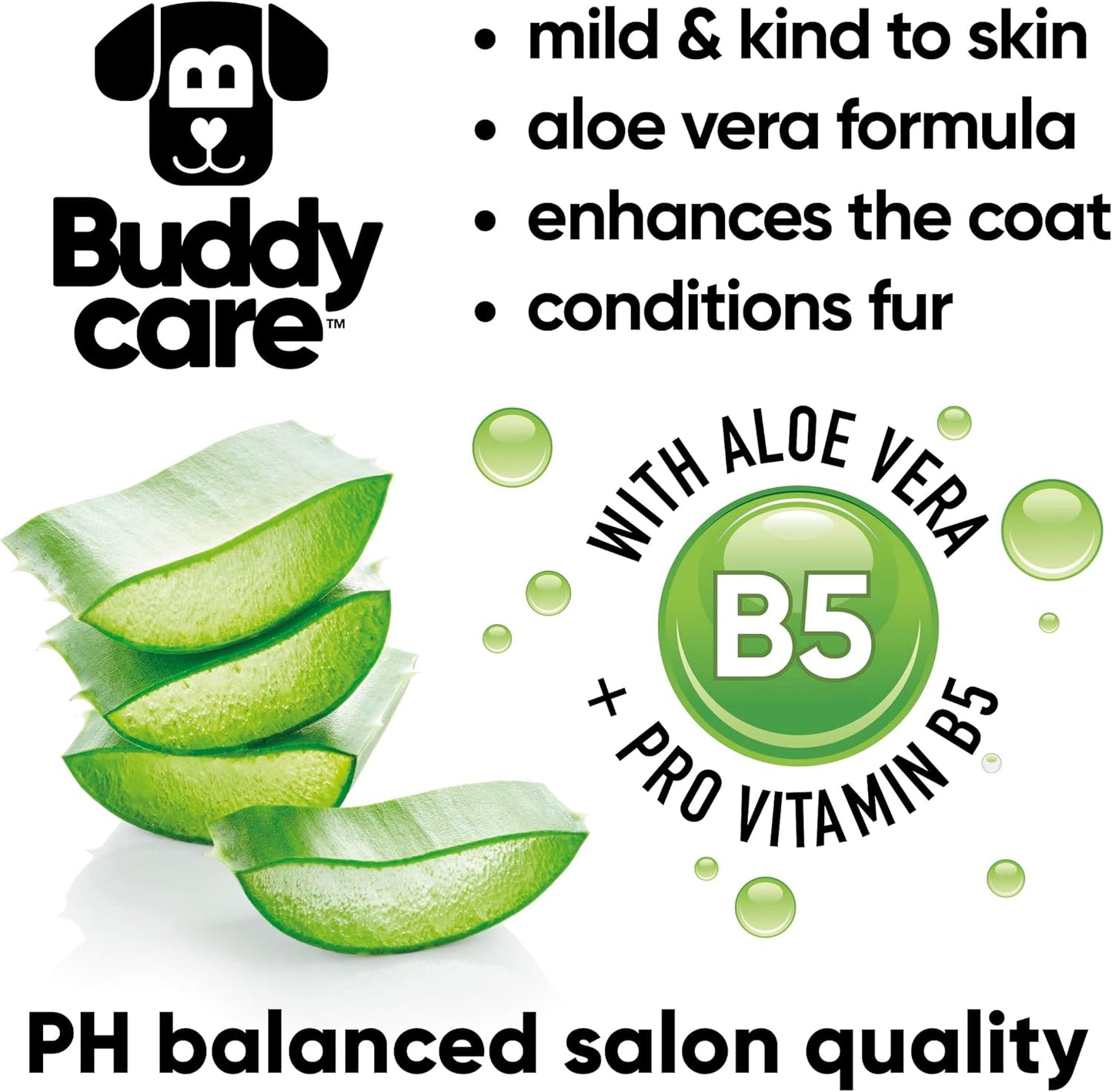 White Dog Shampoo by Buddycare | Dry Skin & Itchy Skin Relief for Smelly Dogs | Deep Cleansing Shampoo for Dogs Puppy Sensitive Skin | Dog Shampoo & Conditioner | with Aloe & Vitamin B5 (16.90oz)