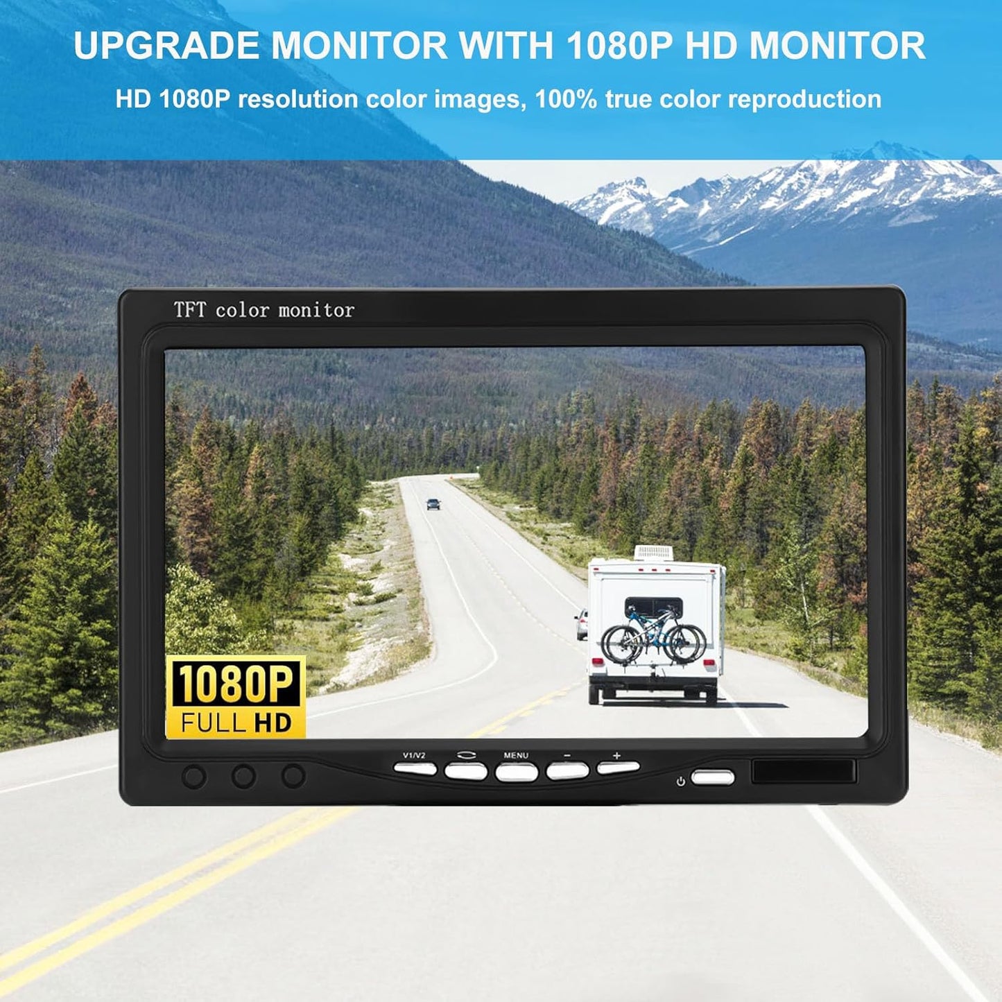 Kairiyard Backup Camera, 7 Inch HD 1080P Reverse Rear View Camera 150° Wide Angle Wired Back up Camera System for Truck Car Trailer Camper Tractor