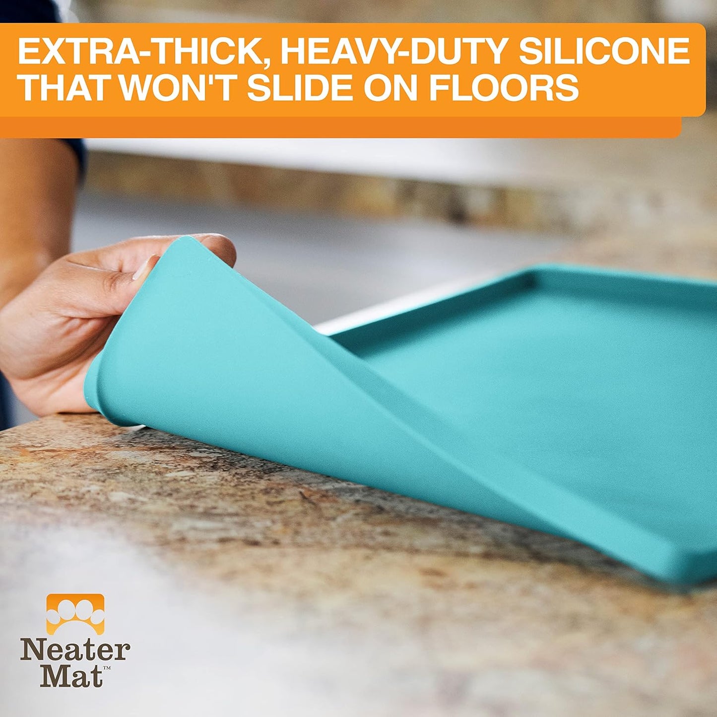 Neater Pet Brands Neater Mat Pet Mats for Food and Water, Waterproof Silicone Pet Mat with Raised Edge for Dogs or Cats