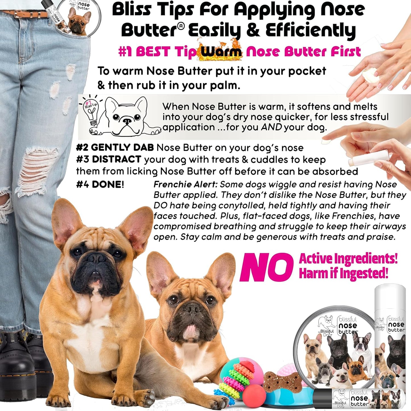 The Blissful Dog Blue French Bulldog Unscented Nose Butter - Dog Nose Butter, 0.50 Ounce