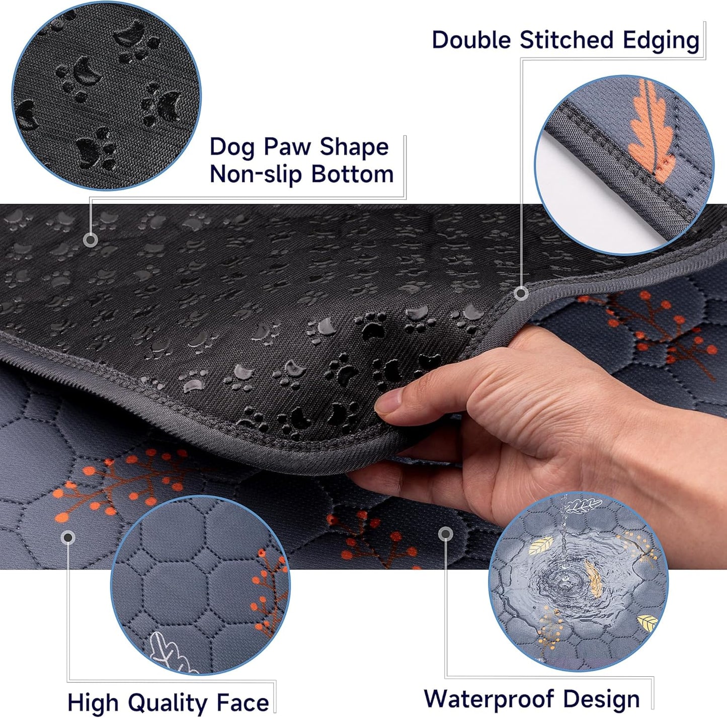 Washable Pee Pads for Dogs - 2 Pack Puppy Pads with Super Absorbent, Non-Slip, Reusable Pee Pads Specifically Designed for Dog Playpen, Crate, Whelping Box, Floor - 36" x 41", Grey