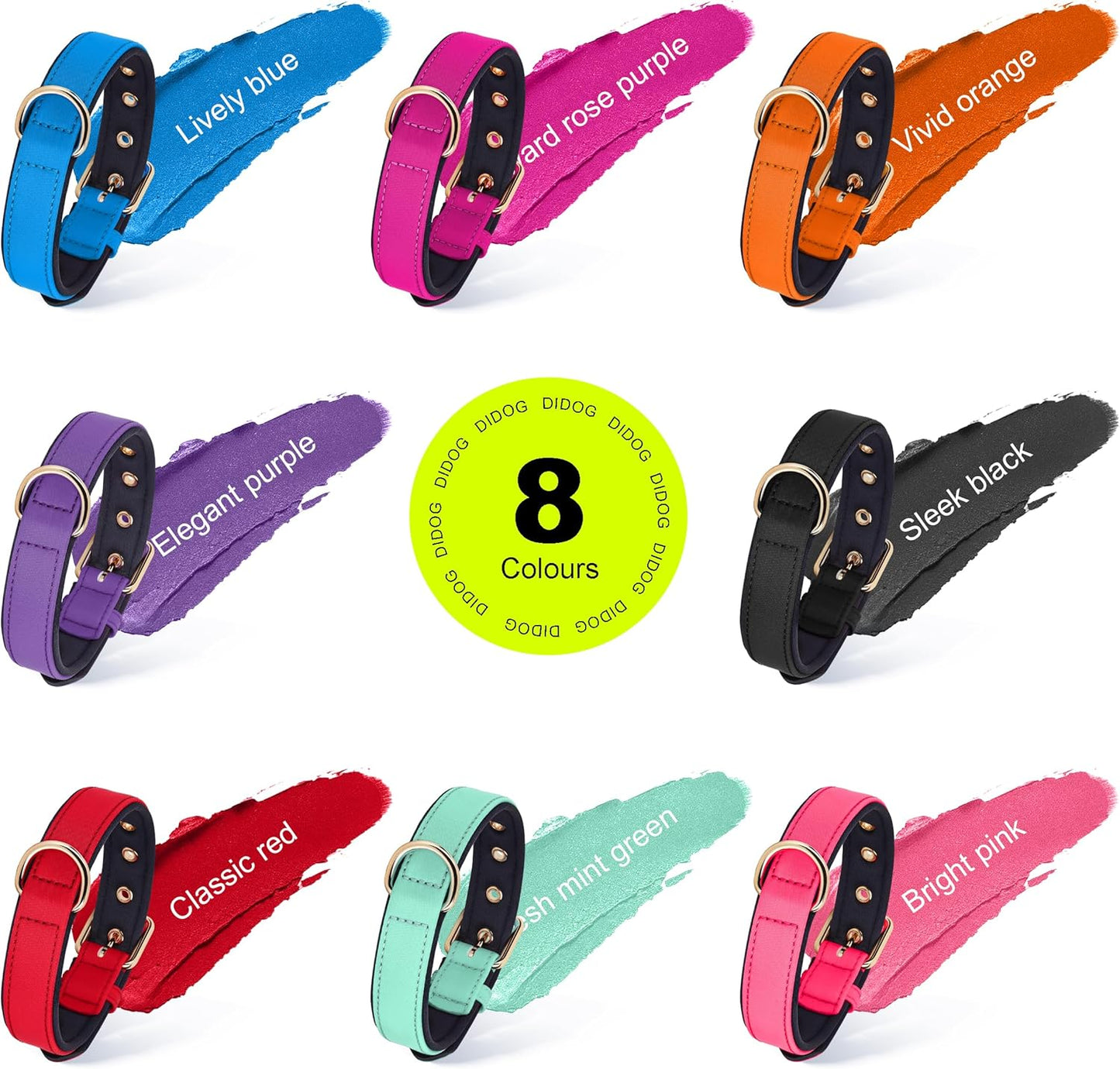 Didog Soft Padded Dog Collars for Small Dogs, Lightweight and Breathable Dog Collar with Metal Buckle for Puppy, Purple, S