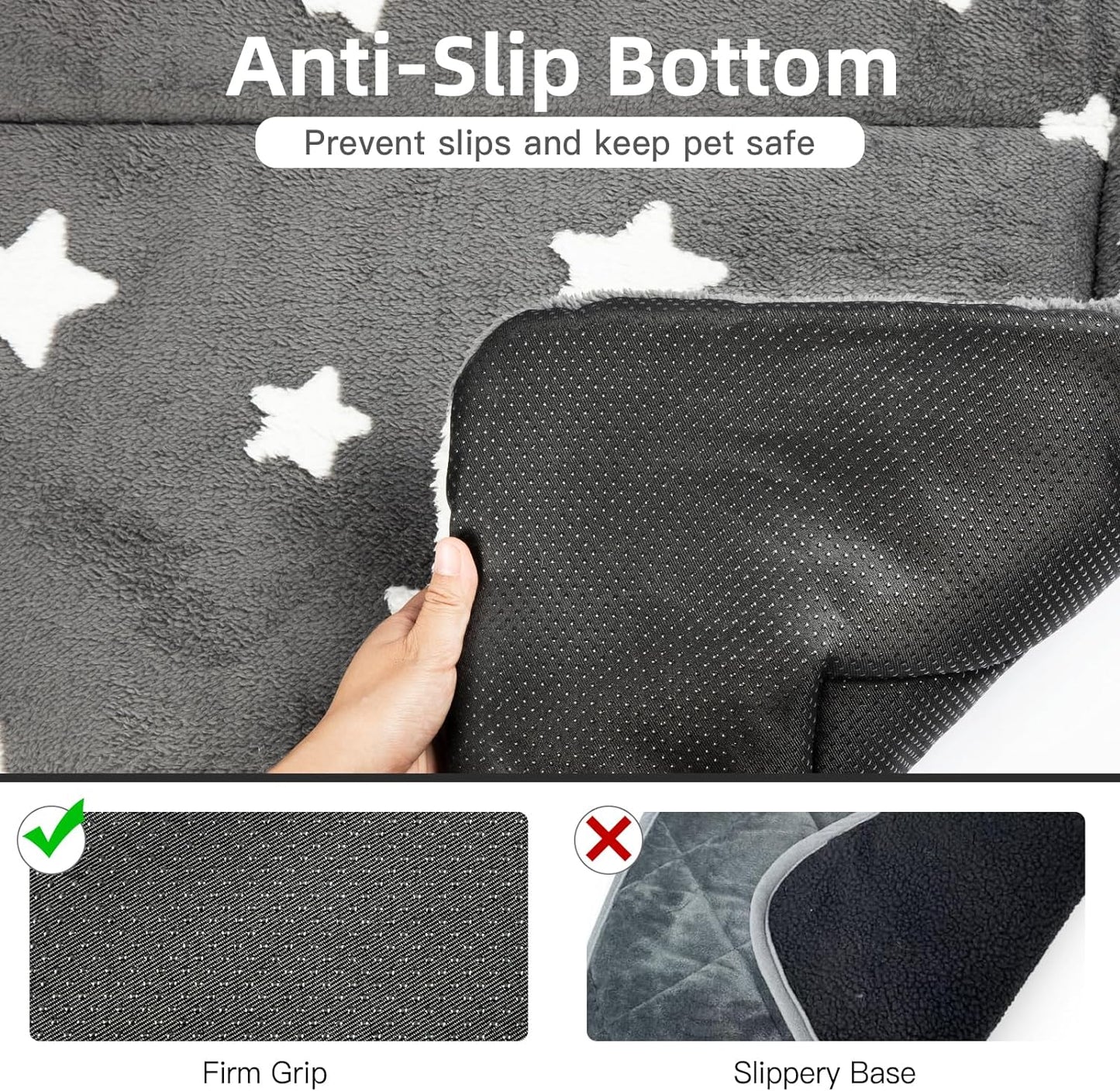 Mora Pets Dog Crate Pad Dog Kennel Bed Crate Mat for Large Dogs Washable Cute Star Pet Bed for Cage Ultra Soft Flat Pillow Cushion for Cozy Sleeping Anti-Slip Grey 42 x 27