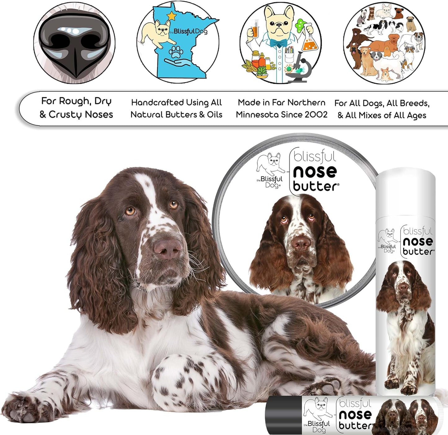 The Blissful Dog Springer Spaniel Unscented Nose Butter, 0.50-Ounce