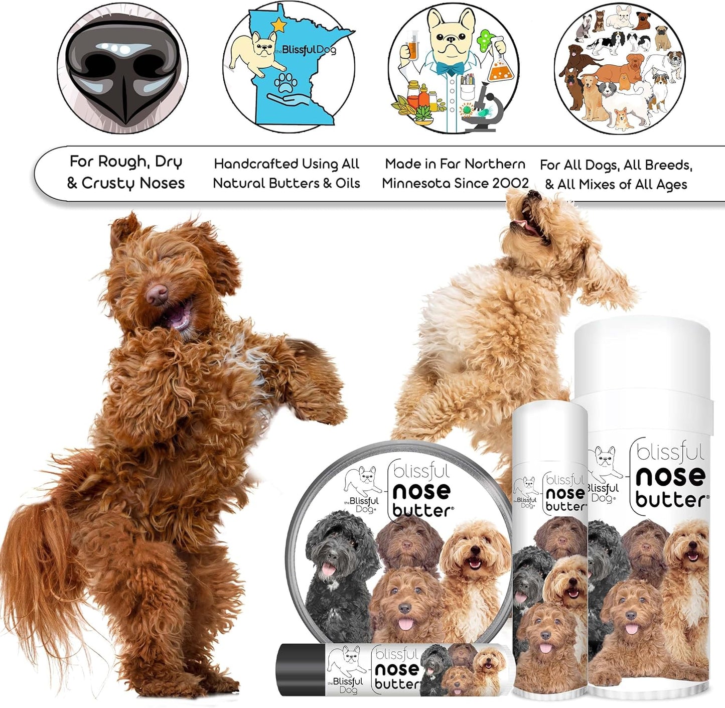 The Blissful Dog Labradoodle Unscented Nose Butter - Dog Nose Butter, 4 Ounce