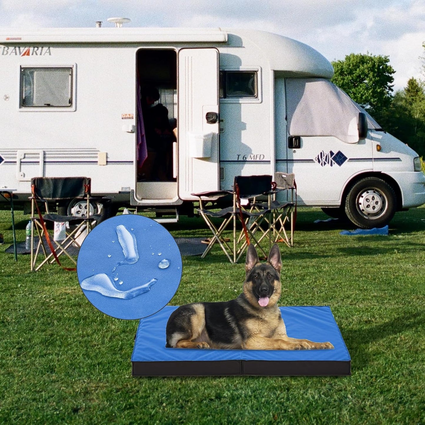 Outdoor Dog Bed - Waterproof, Portable, Foldable, Orthopedic for Large Dogs - 41" All Weather Use
