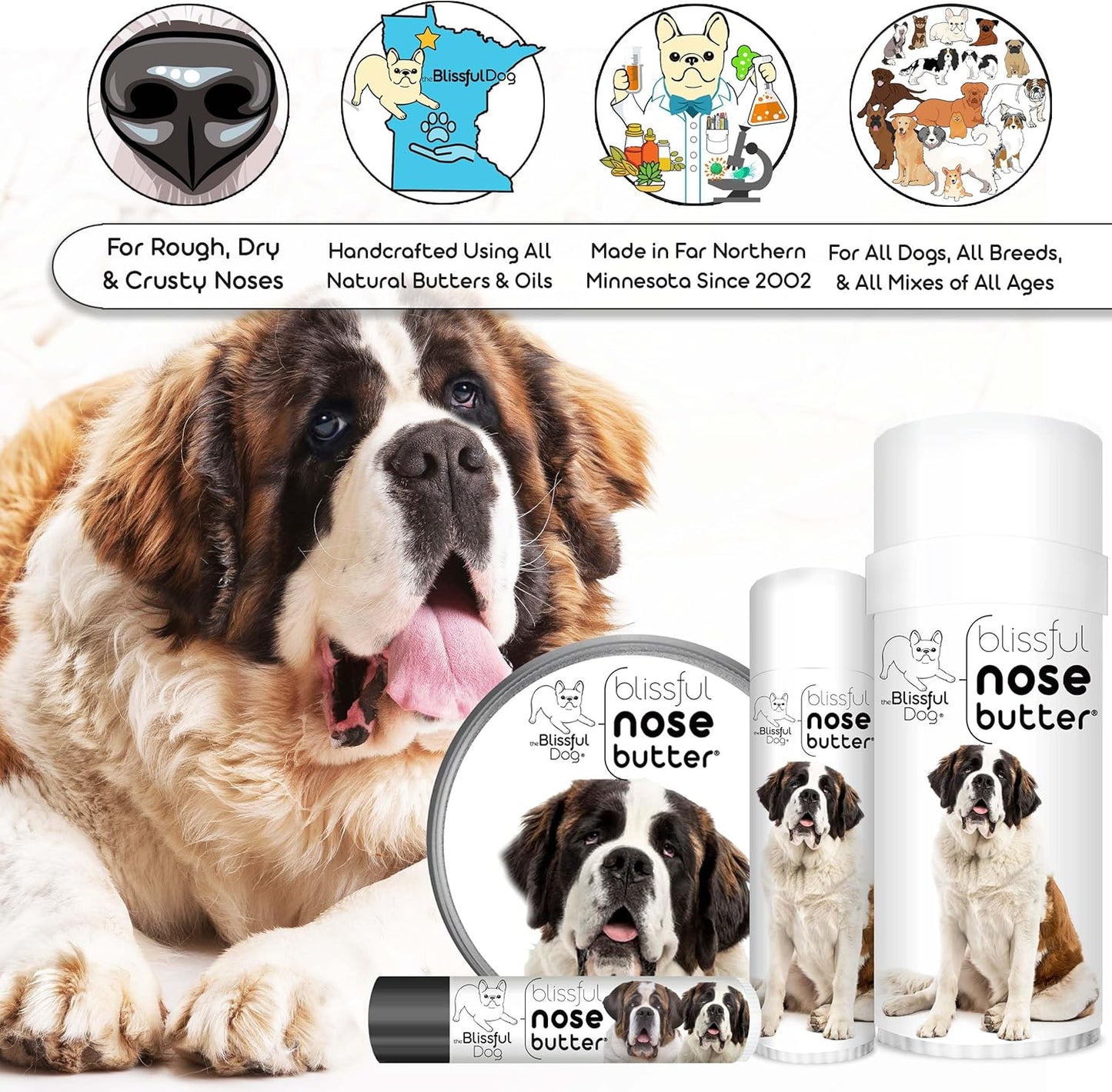 The Blissful Dog St. Bernard Unscented Nose Butter - Dog Nose Butter, 0.50 Ounce