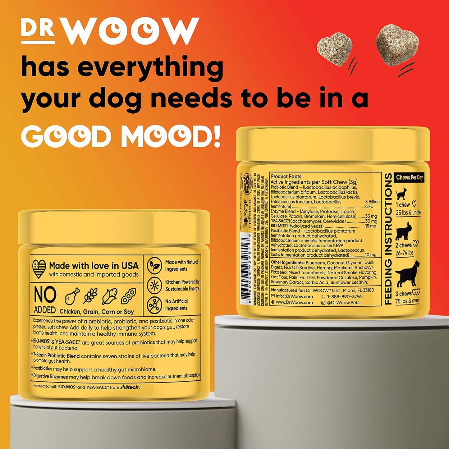 Probiotics for Dogs, Pet Dog Probiotics and Digestive Enzymes, Duck & Pumpkin Flavor Dog Probiotic Supplements, Dog Vitamins Dog Probiotic Chews and Prebiotics for Dogs, Dog Gas Relief