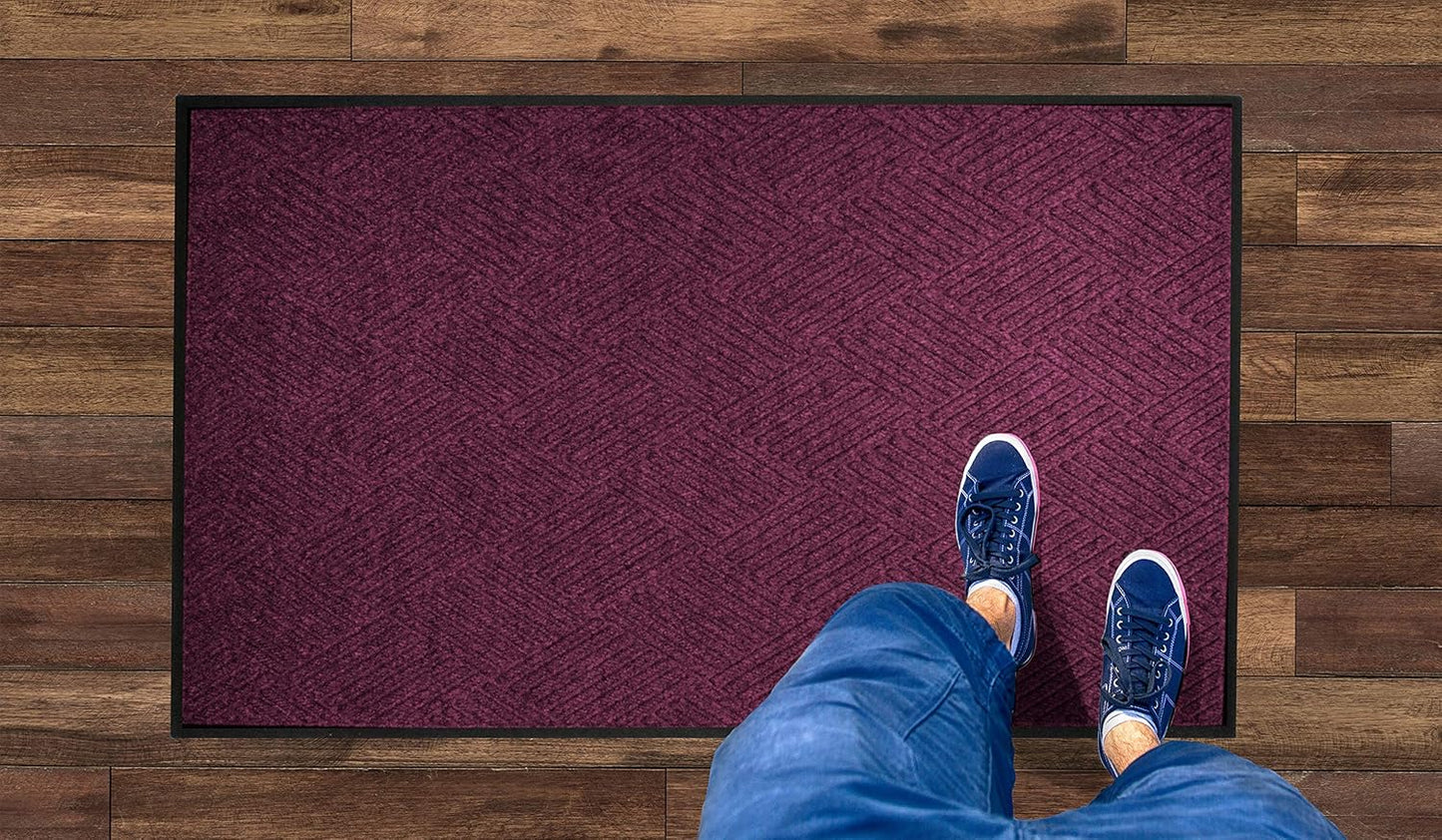 WaterHog Diamond | Commercial-Grade Entrance Mat with Rubber Border – Indoor/Outdoor, Quick Drying, Stain Resistant Door Mat (Bordeaux, 3' x 12')