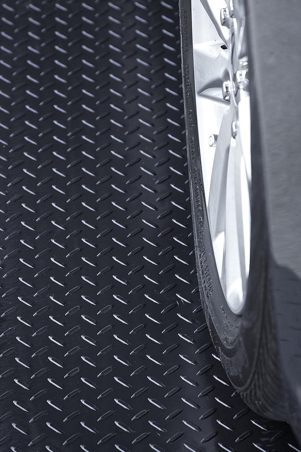 RESILIA Heavy Duty Garage Floor Runner & Protector Mat - Slip Resistant Diamond Plate PVC Mats - Water, Spill, & Stain Resistant, Black (4 feet x 10 feet), Made in The USA