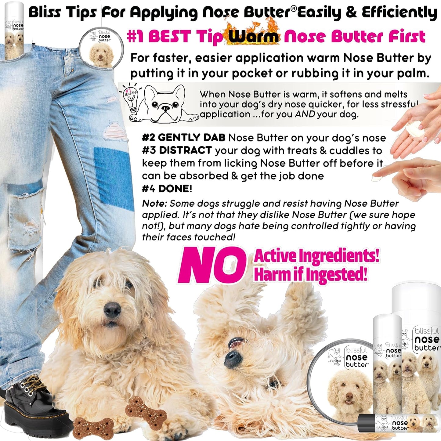 The Blissful Dog Goldendoodle Unscented Nose Butter - Dog Nose Butter, 16 Ounce