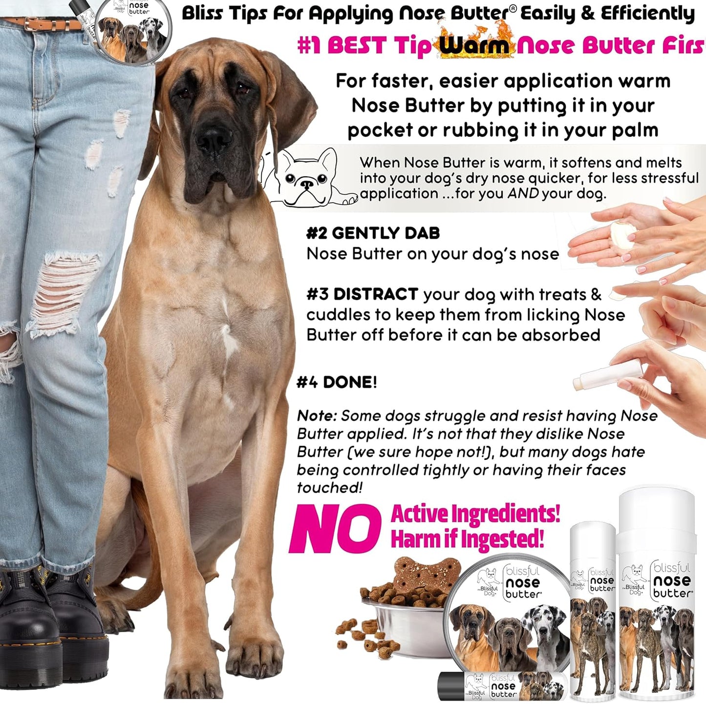 The Blissful Dog Great Dane Unscented Nose Butter - Dog Nose Butter, 16 Ounce