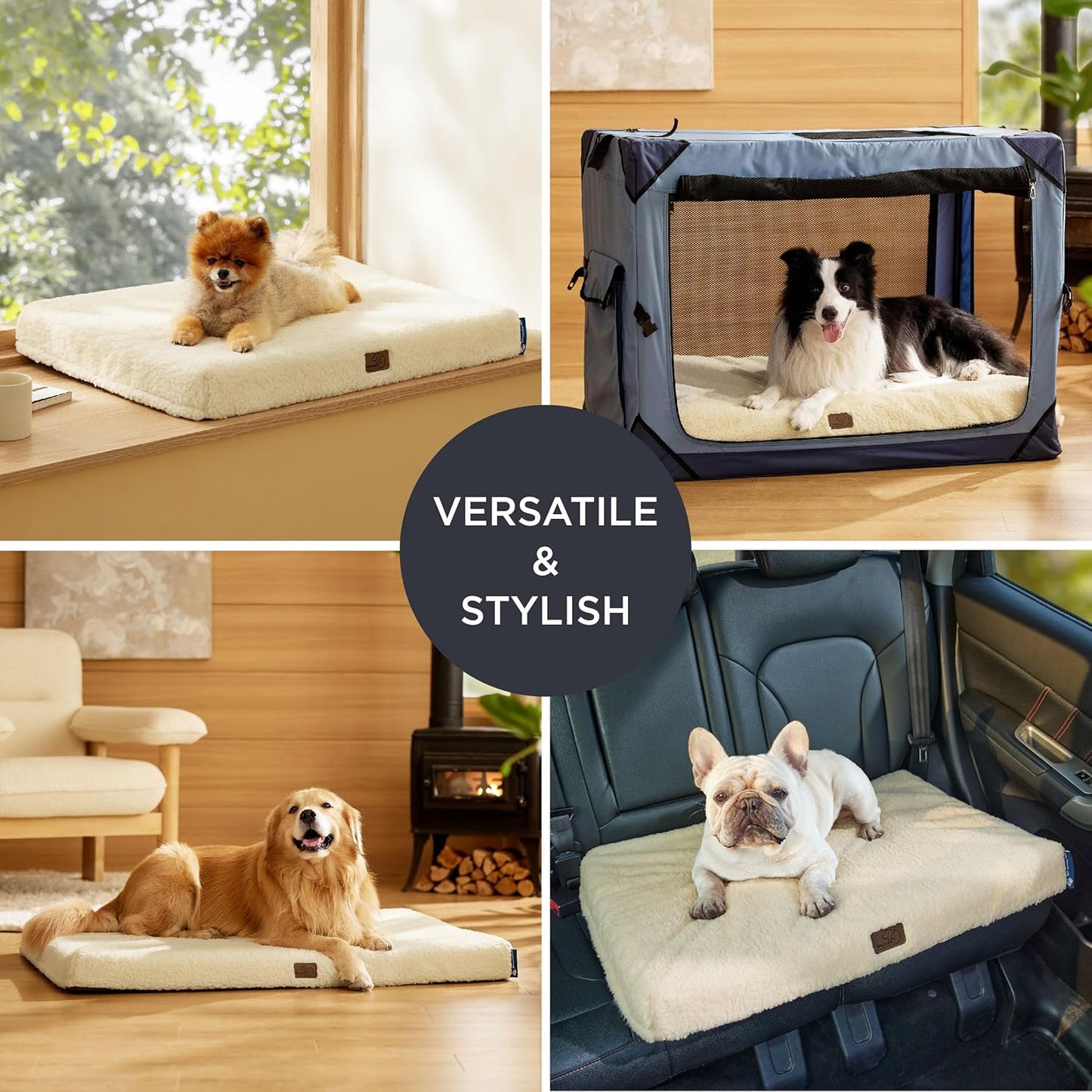 Bedsure Self Warming Dog Bed for Large Dogs - Orthopedic Waterproof Puppy Beds with Removable Washable Cover, Egg Crate Foam Pet Mat, Suitable for Pet Up to 65 lbs