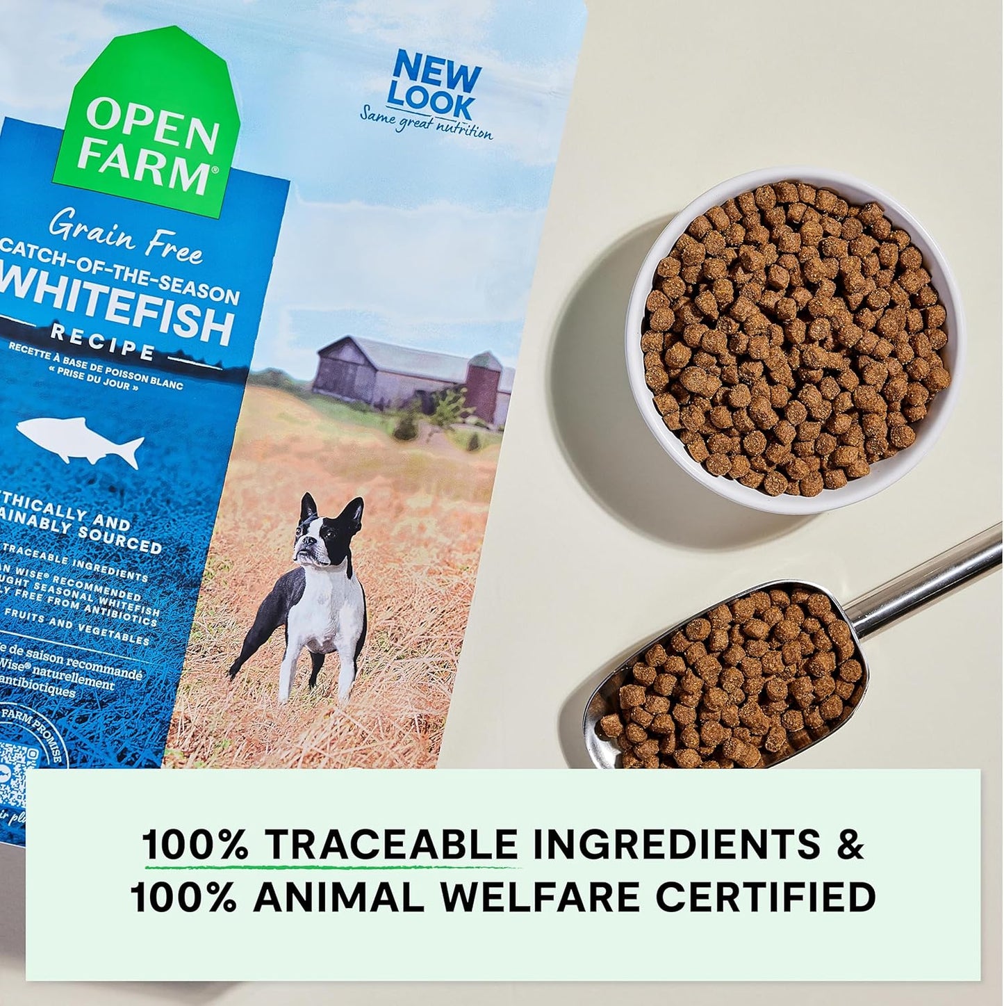 Open Farm, Grain-Free Dry Dog Food, Complete & Balanced Kibble, Sustainably & Ethically Sourced Ingredients, Non-GMO Veggies & Superfoods, Catch-of-The-Season Whitefish Recipe, 4lb Bag