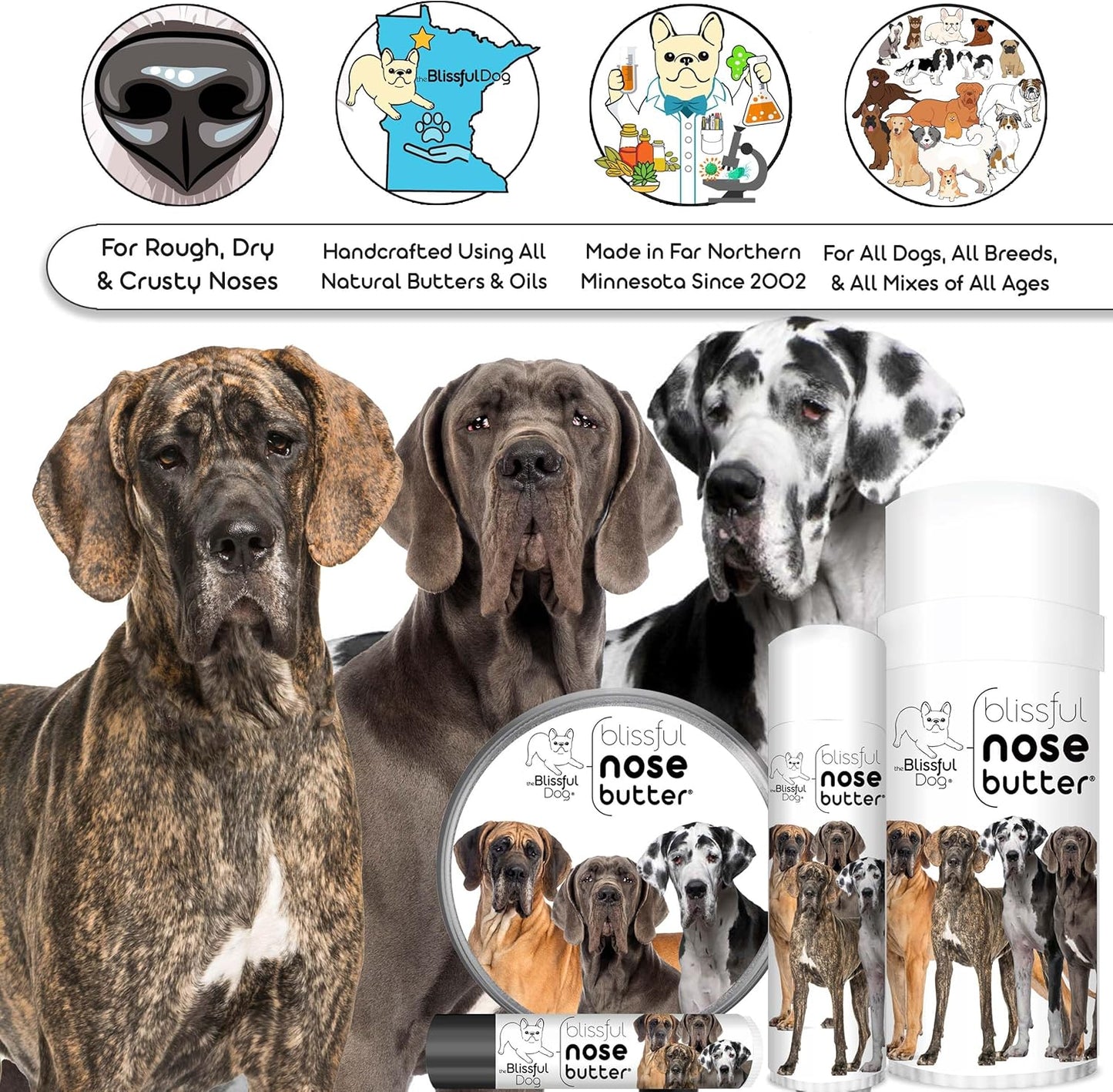 The Blissful Dog Great Dane Unscented Nose Butter - Dog Nose Butter, 16 Ounce