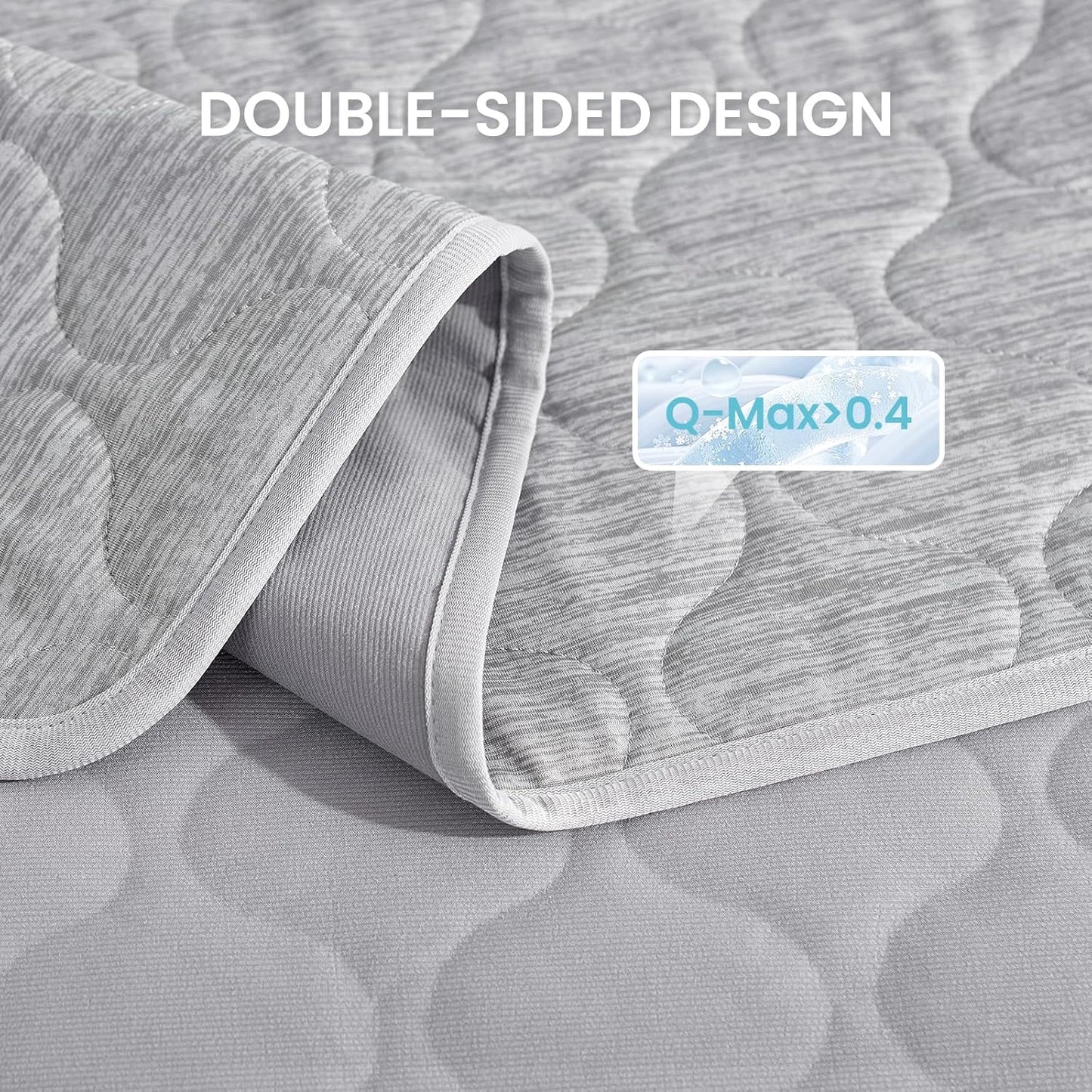 Cozy Bliss Leakproof Cooling Blanket for Large Dogs – Q-Max>0.4, Durable & Washable Dog Cooling Mat for Hot Weather, Soft Pet Throw & Couch Protector for Multiple Pets 60x80 Inch, Heather Silver Grey